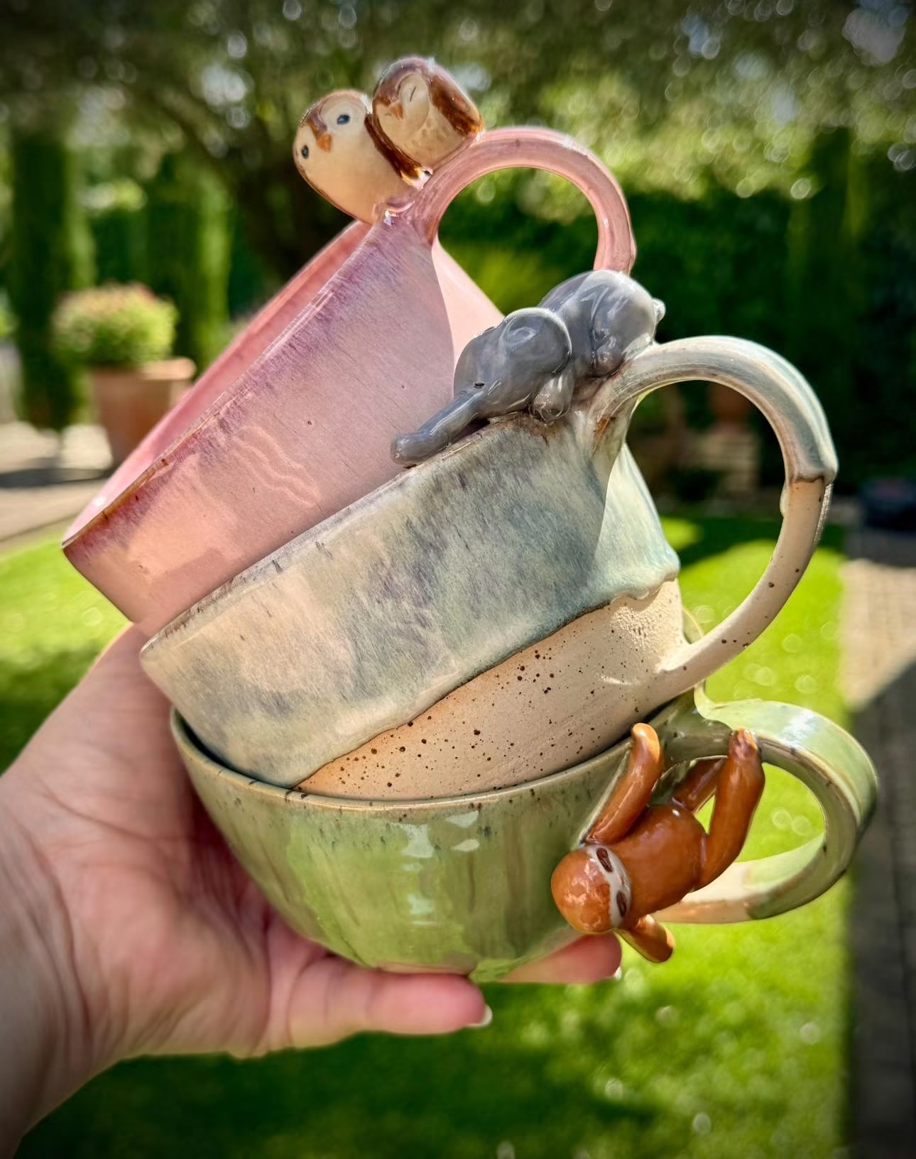 Animal mugs in the studio